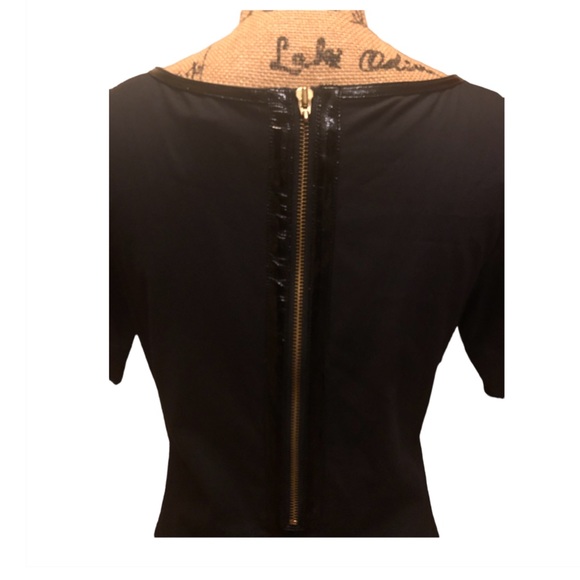 LaRok Vintage Exaggeration Puff Sleeve Keyhole Black Mini Dress - Picture 4 of 12